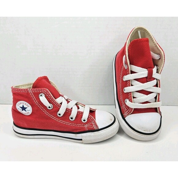 Toddler Converse Chuck Taylor All Star Hi Tops 7J232 Red Sneaker Size 8 - Picture 1 of 8